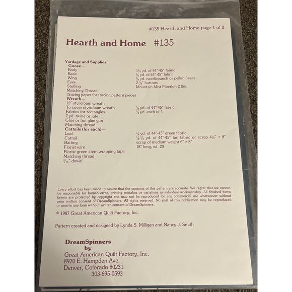 Vintage Dream Spinners Lot Of Goose Doll Patterns #135 & #142 Cattails Door-Stop - Picture 2 of 6